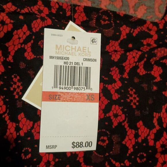 Nwt MICHEAL KORS LACE PRINT PEASANT TOP W SIDE DETAIL - Picture 4 of 10